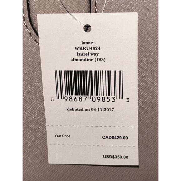 NWT Kate Spade Laurel Way Lanae Leather Almondine Tan Crossbody Satchel - Picture 6 of 9